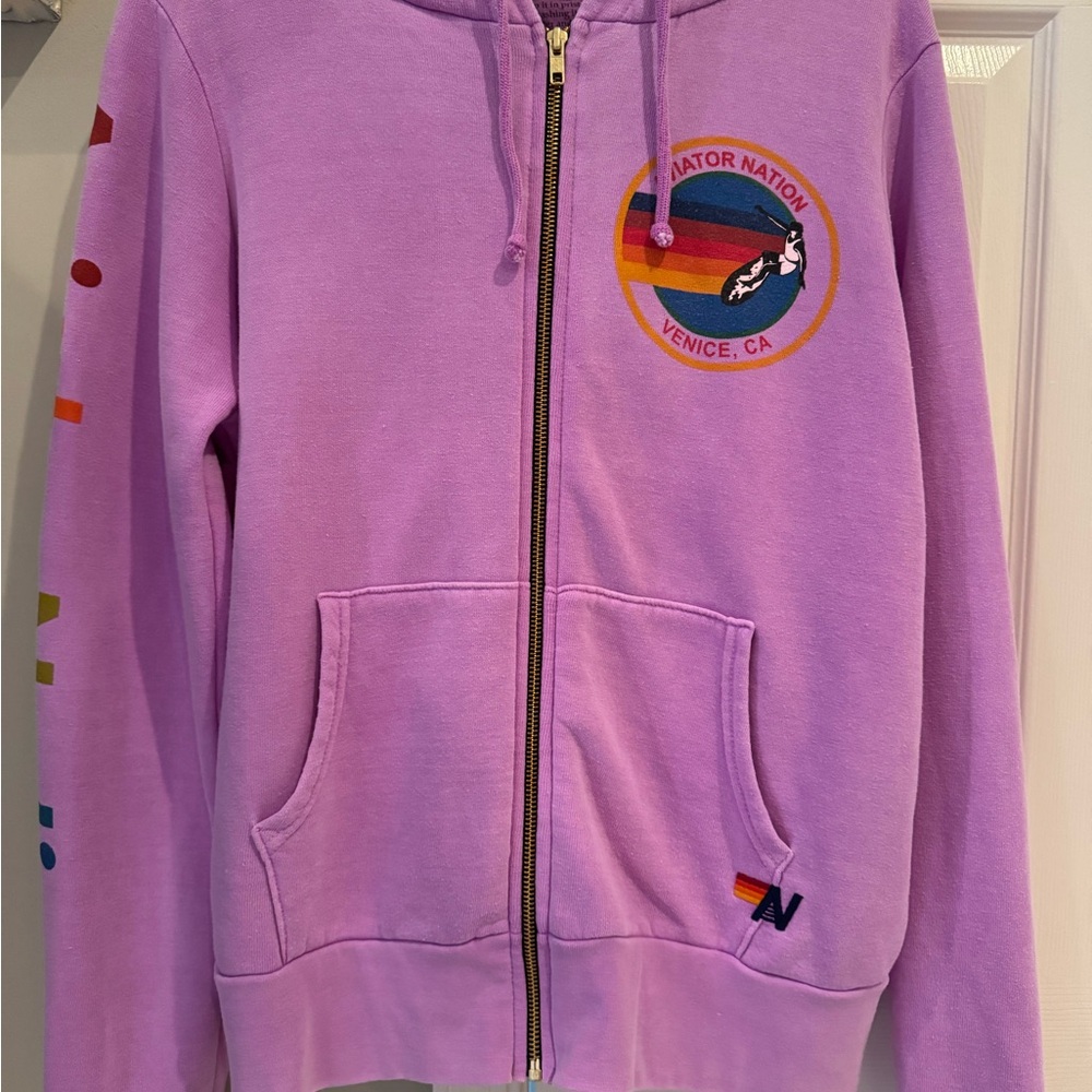 Aviator Nation Hoodie Zip up- Neon purple